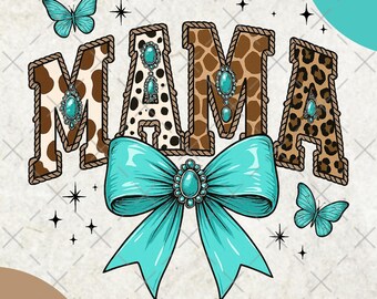 Western Mama png, coquette mama png, coquette bow, coquette western png, mama koe print, Howdy Fall western png, koeienhuid, turkoois, cowgirl