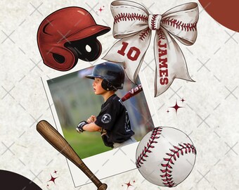 Niestandardowy szablon Canva Baseball PNG, edytowalne wstawianie zdjęć, projekt kokardy baseballowej, Coquette Sports Mom Png, Trendy Game Day PNG