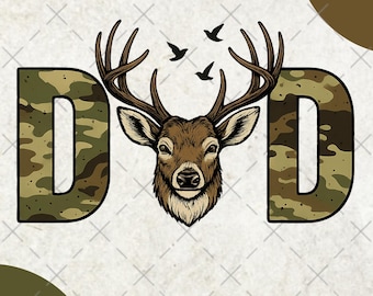 Hunter Dad PNG | Deer Antler Camo Dad Sublimation Design | Buck Hunting Shirt PNG | Father's Day Gift for Hunter | Best Buckin Dad Ever