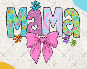 Adrette Blumenmama Kokette PNG | Retro Glitter Mama Blumen Design | Geschenk für Mama | Mama png | Muttertag png