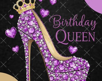 Glitter Birthday Queen Png Sublimation Design, Birthday Party Png, Girly Birthday Png, Sublimation Designs Download, Crown Birthday Girl Png