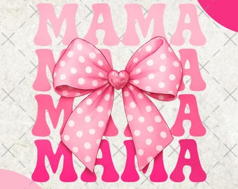 Lazo de mamá coqueta PNG / Descarga digital de lunares rosas / Lindo clipart retro para sublimación del Día de la Madre / Mamá png / Día de la Madre png