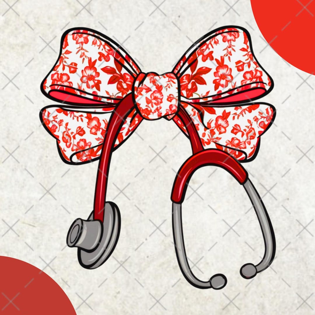 Red Nurse Coquette Bow Stethoscope Nursing Doctor,nurse Coquette Png ...