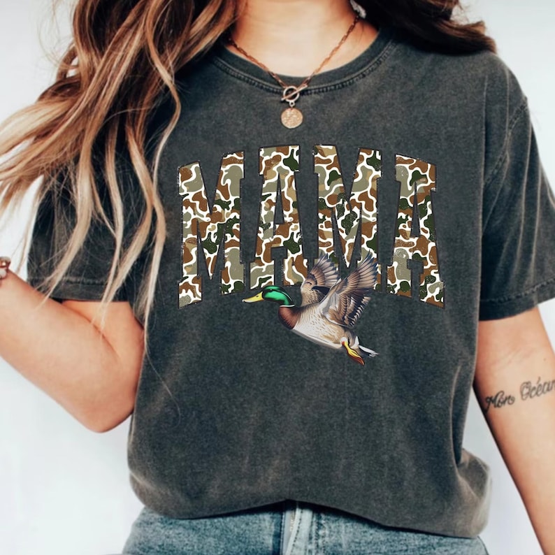 Camo Mama PNG, Mother's Day PNG, Flying Mallard Duck PNG, Duck Hunting Sublimation Design, hunting mom png, digital download image 6