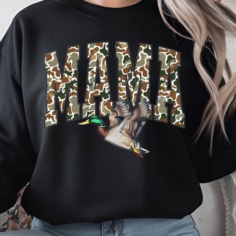 Camo Mama PNG, Mother's Day PNG, Flying Mallard Duck PNG, Duck Hunting Sublimation Design, hunting mom png, digital download image 7