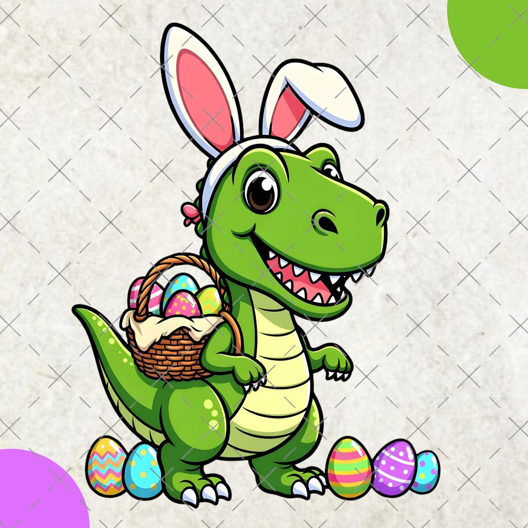 Happy Easter Png, Easter Dinosaur Png, Retro Easter Png, Bunny Ears T ...