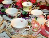 6 Sets Soy Wax Tea Cup Candles, Vintage Floral, Wedding, Anniversary, Birthday, Tea Party, Bridal Shower, Homemade, Hand Poured, YOUR SCENT