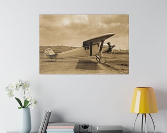 Canvas muurkunst, sepia Spirit of St. Louis, vintage luchtvaartkunst, pilootcadeau, reisdecor, fotografie, gespannen doek