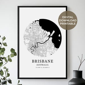 Brisbane City Map, Karte Drucken, Karte Poster, Poster Digitale Karte, Brisbane Hochzeitsgeschenke, Geschenke für sie, Geschenke für ihn, Instant Download