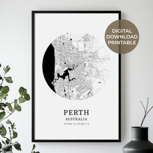 Perth City Map, Karte drucken, Karte Poster, Poster Digitale Karte, Perth Hochzeitsgeschenke, Geschenke für sie, Geschenke für ihn, Instant Download