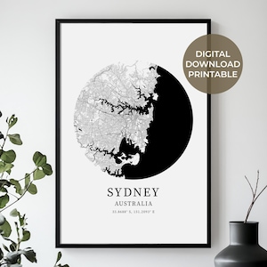 Sydney Stadt Karte, Karte drucken, Karte Poster, Poster Digitale Karte, Sydney Hochzeitsgeschenke, Geschenke für sie, Geschenke für ihn, Instant Download