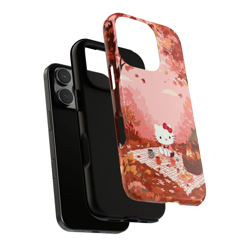 Cute Hello Kitty Fall Picnic Phone Case, 3D Wrap image 6