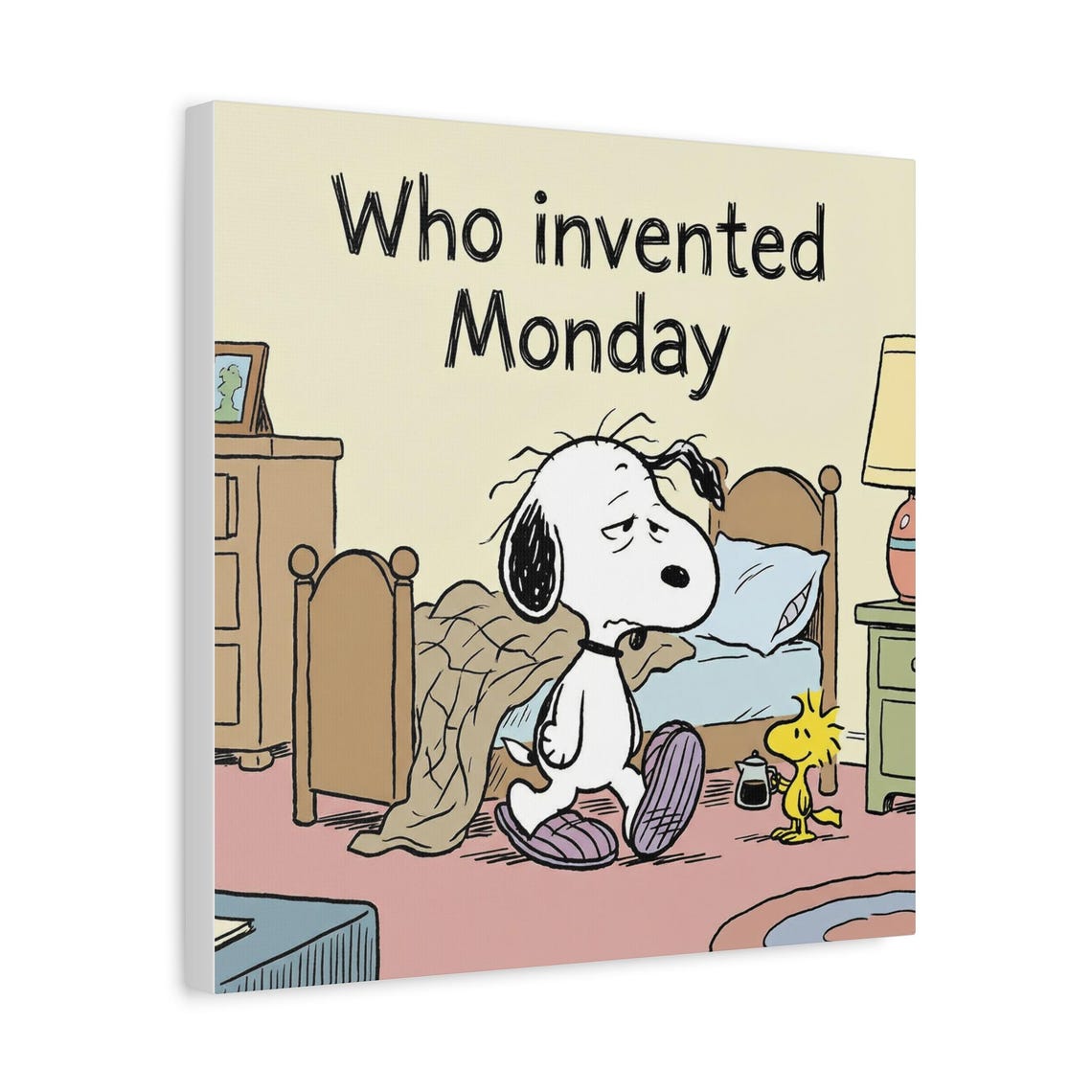 Funny Snoopy Poster Who Invented Monday Snoopy Canvas Wall Art | Matte ...