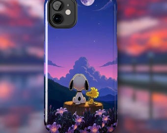 Snoopy Moonlit Adventure Tough Phone Case, Pet Lover Gift