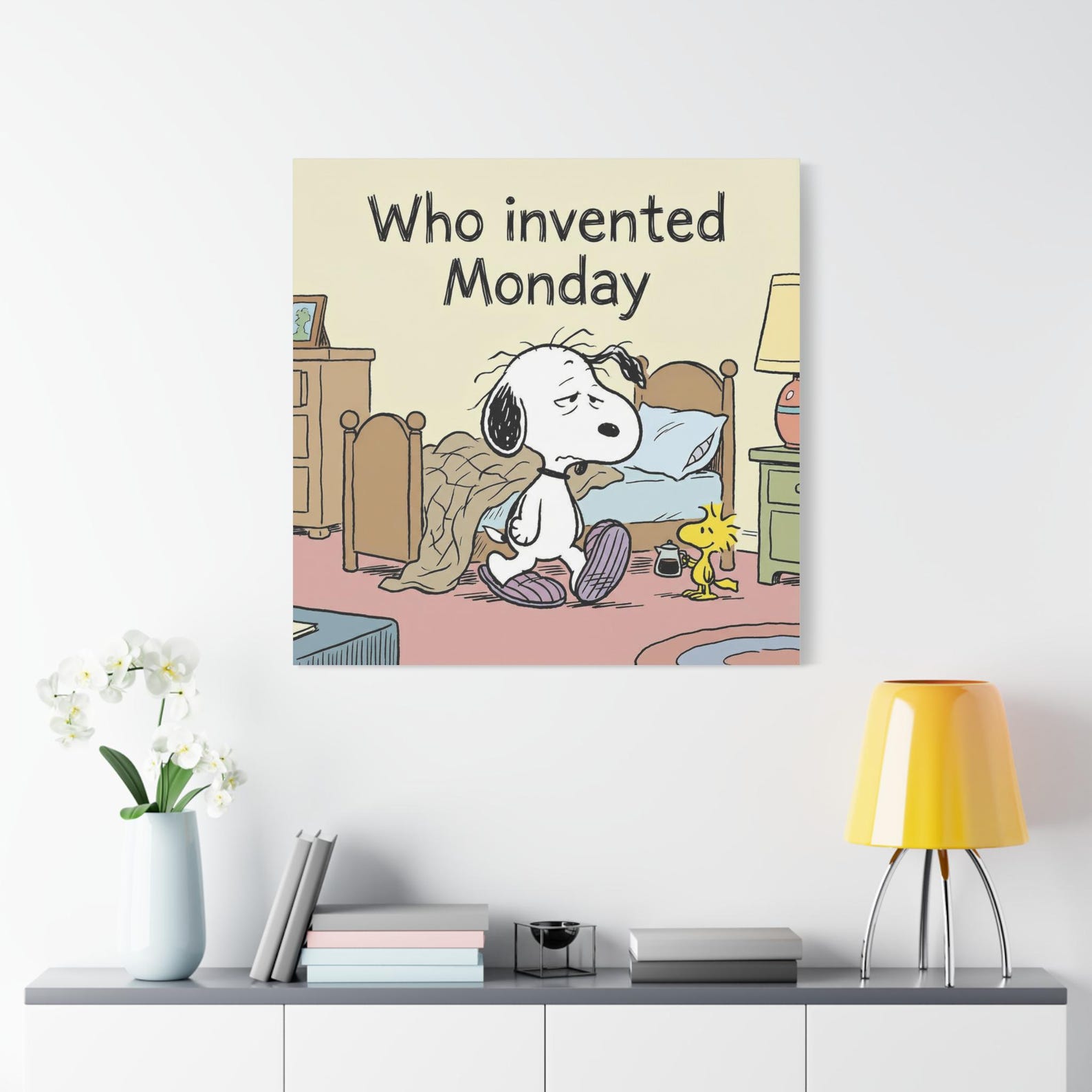 Funny Snoopy Poster Who Invented Monday Snoopy Canvas Wall Art | Matte ...