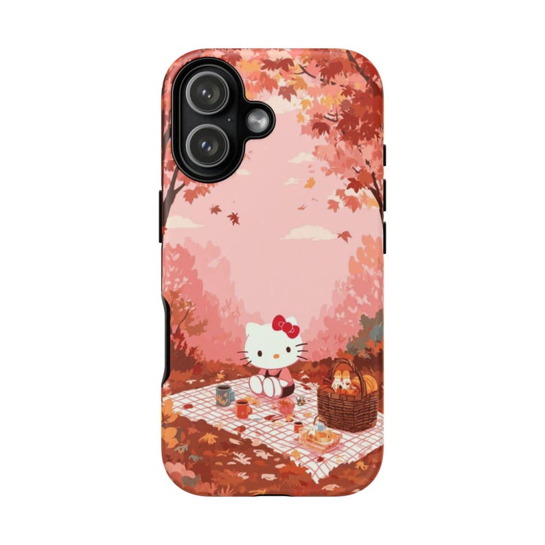 Cute Hello Kitty Fall Picnic Phone Case, 3D Wrap image 3