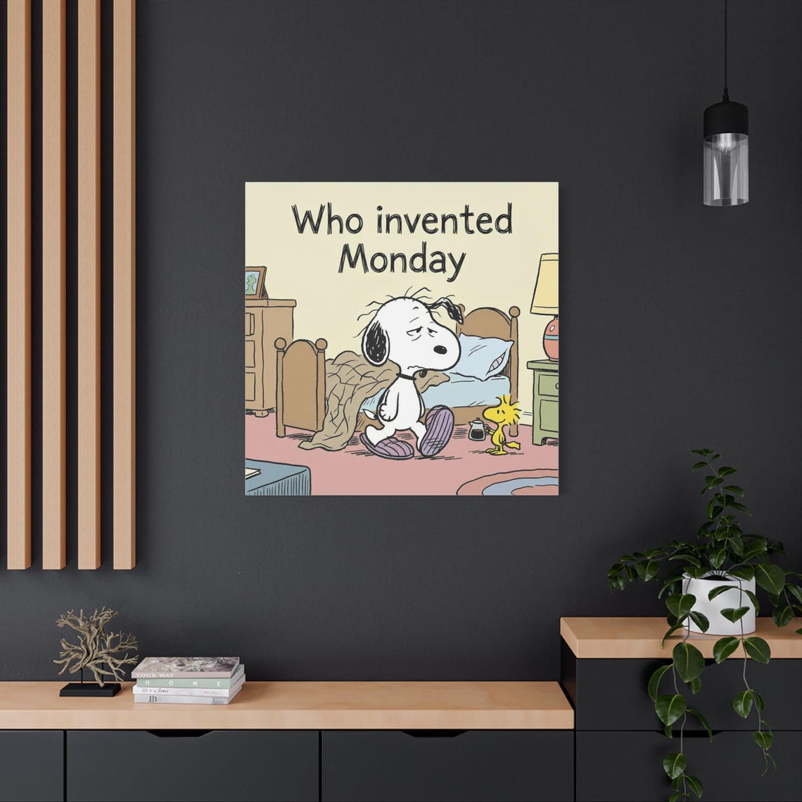 Funny Snoopy Poster Who Invented Monday Snoopy Canvas Wall Art | Matte ...