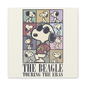 Lienzo artístico de Snoopy, decoración de pared retro, regalo para amantes de los beagles, decoración de oficina, obra de arte con temática canina, impresión vintage de Snoopy