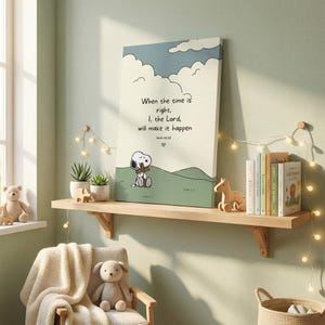 Jesaja 60:22 Skriftcitat Canvas Poster Snoopy