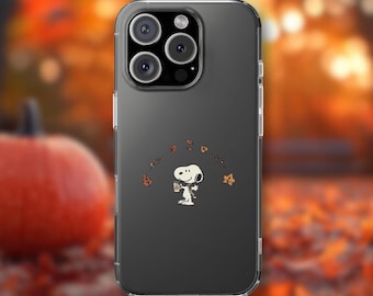 Snoopy Floral Clear Phone Case, Dog Lovers Gift
