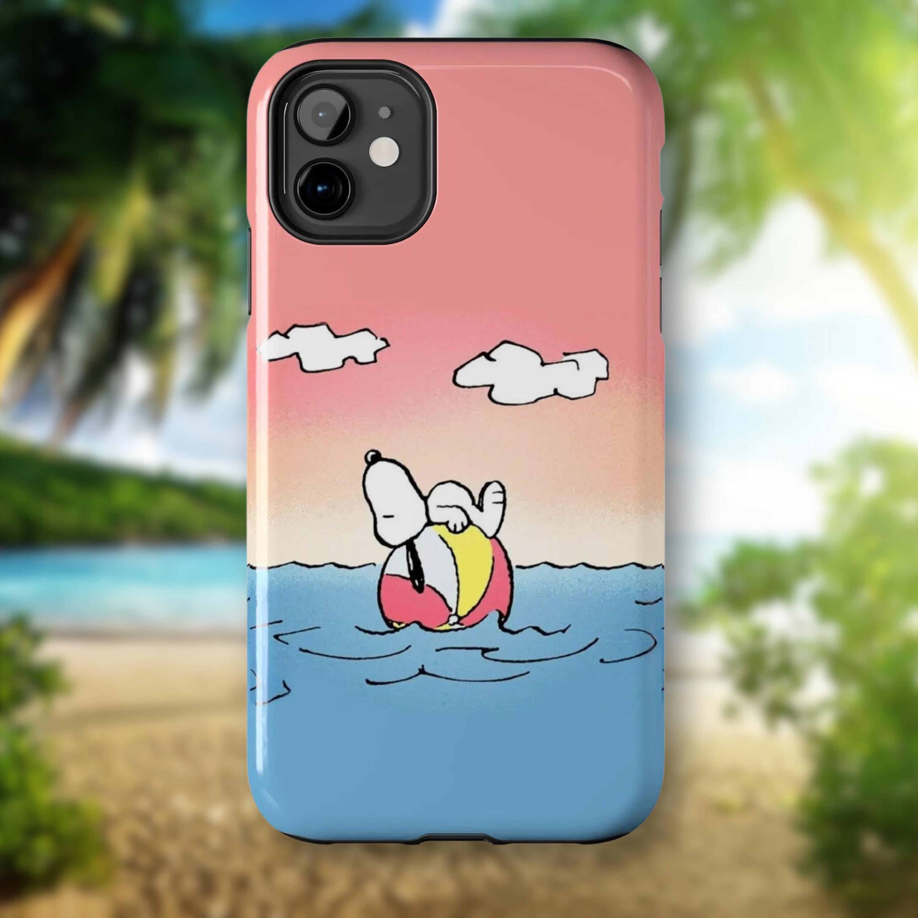 Snoopy Beach Vibes Tough Phone Case Summer Fun, Gift for Dog