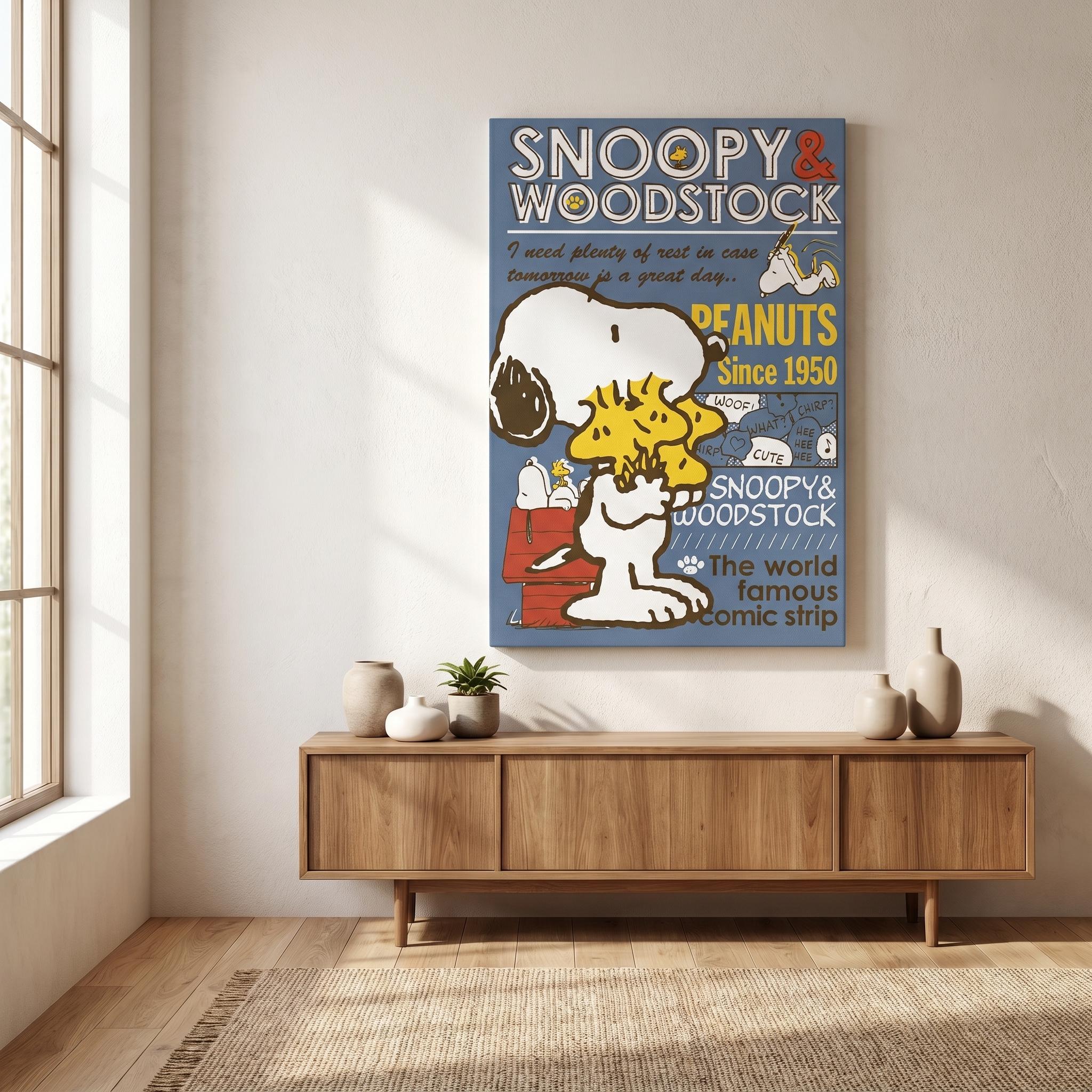 Snoopy & Woodstock Poster Matte Canvas Cute Gift, Peanuts Fan, Fun