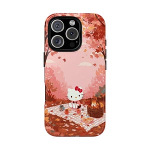 Cute Hello Kitty Fall Picnic Phone Case, 3D Wrap image 4