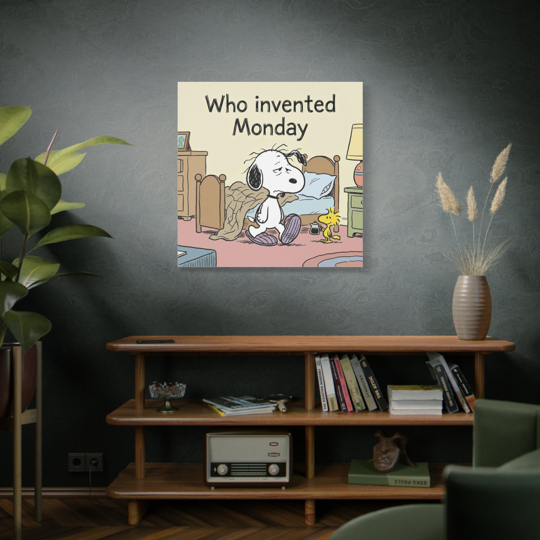 Funny Snoopy Poster Who Invented Monday Snoopy Canvas Wall Art | Matte ...