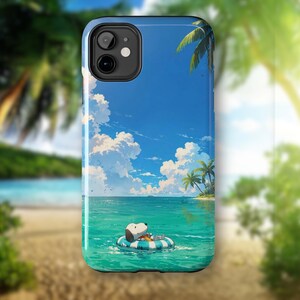 Tropical Snoopy Phone Case, Durable Tough Cases for iPhone, Summer Vibes, Gift for Beach Lovers, Cute Phone Accessories