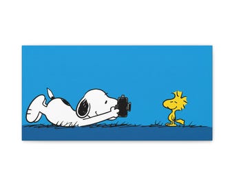 Snoopy and Woodstock Camera Pose Canvas
