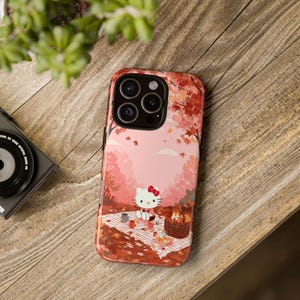 Cute Hello Kitty Fall Picnic Phone Case, 3D Wrap image 7