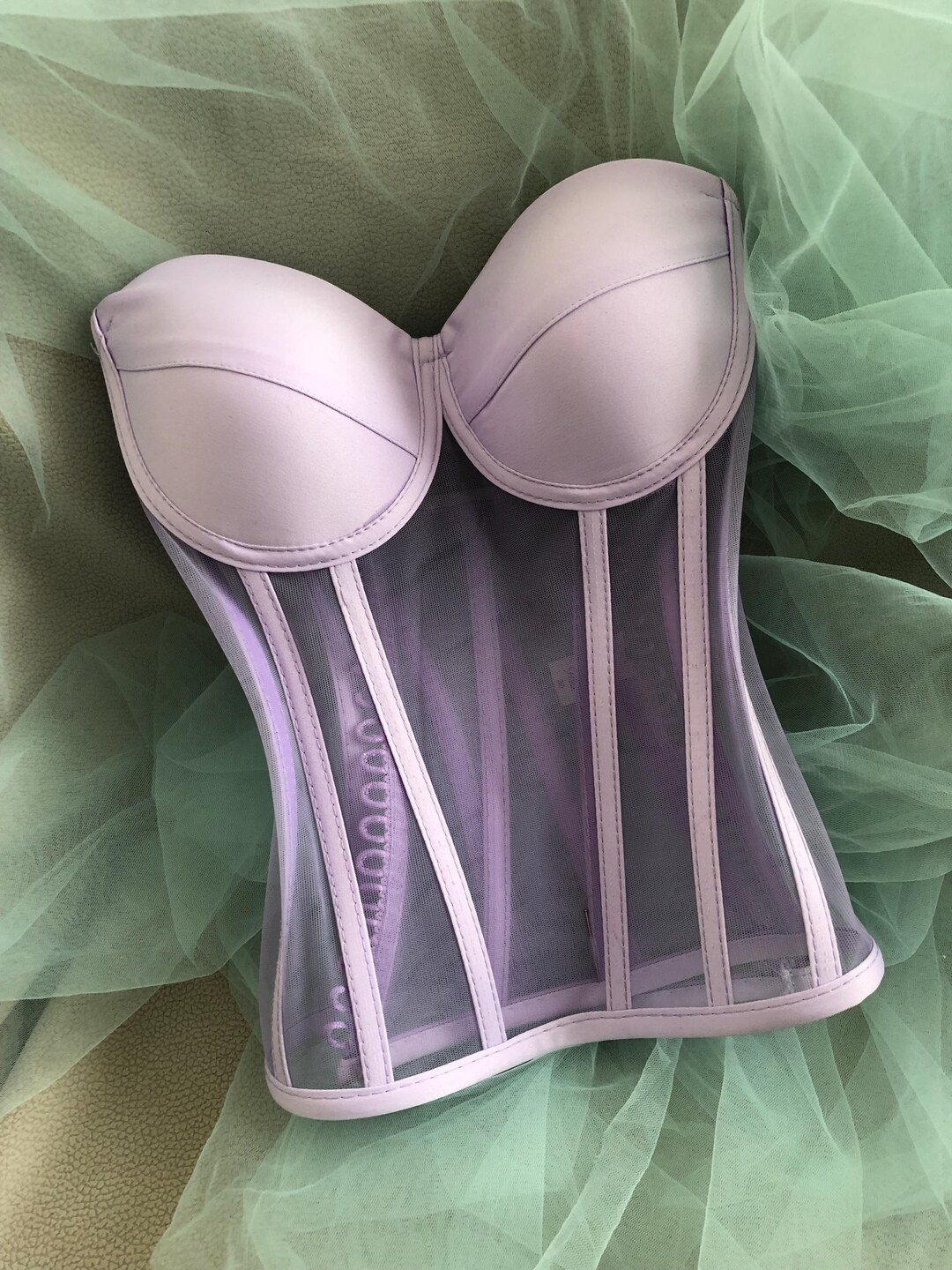 Luxe super stretch mesh layered corset bustier