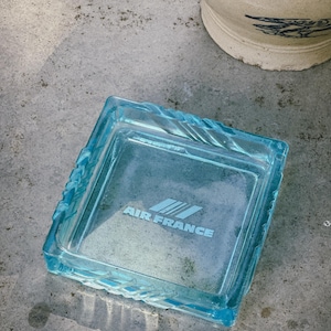 Vintage Air France Ashtray – Sky Blue Glass Tray – Luxury Airline Memorabilia