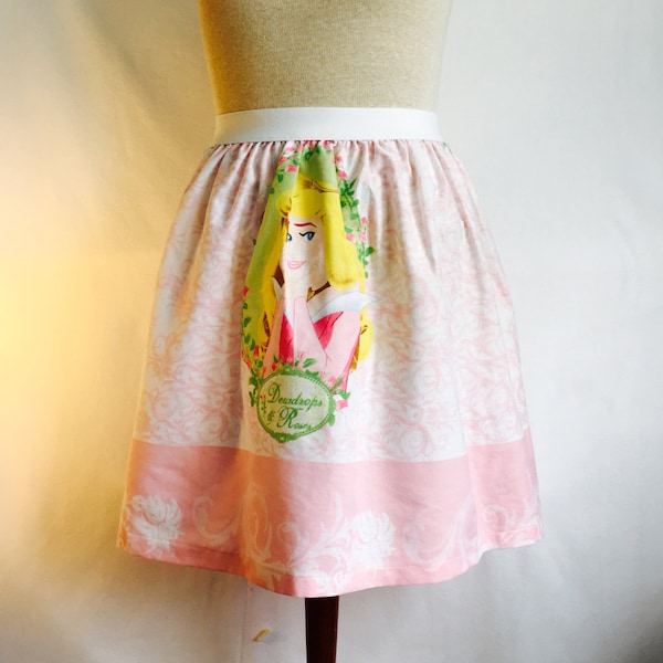 Disney Princess Aurora Ladies Skirt from upcycled vintage fabric  -  28" - 32" waist