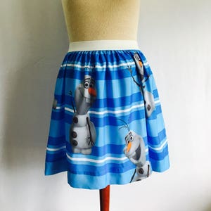 Disney&#39;s Frozen Olaf Ladies Skirt  from upcycled fabric-  30- 34&quot; waist