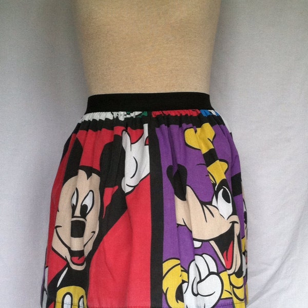 Disney Mickey Mouse and Goofy Ladies Skirt  from upcycled fabric-  28" - 33" waist