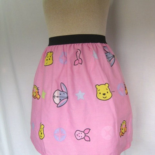 Sweet Winnie the Pooh and gang Ladies Skirt  from upcycled fabric-  28" - 32" waist