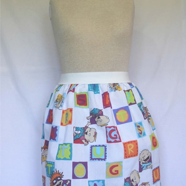 Rugrats Ladies Skirt from vintage upcycled fabric - - Medium 28" - 32