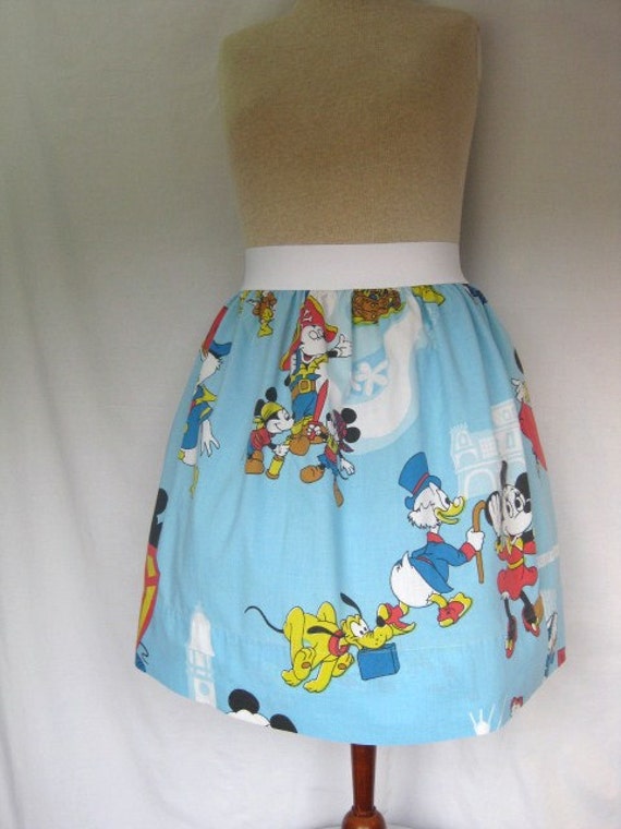 Fits 30-36 waist Disney Bambi Ladies Skirt from upcycled vintage fabric