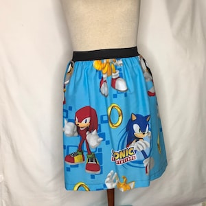 Sonic the Hedgehog Ladies Skirt  from vintage upcycled fabric *  26&quot; - 30&quot; waist