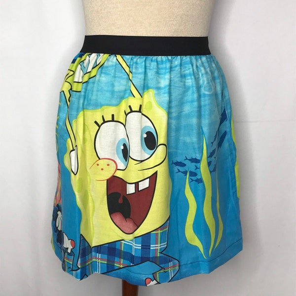 Spongebob Squarepants Ladies Skirt from upcycled fabric - 28”-34”waist