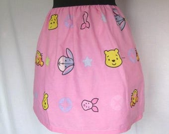 Lieve Winnie de Poeh en bende damesrok van geüpcycled vintage laken - Taille 28" - 32"