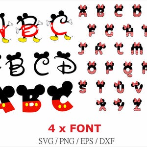 Cartoon Font SVG PNG pdf, Mickey Cricut Cut File, Fun Letters & Symbols Silhouette, Stickers, Curly, Cute, Spelling