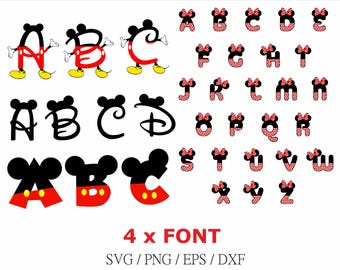 Cartoon Font SVG PNG pdf, Mickey Cricut Cut File, Fun Letters & Symbols Silhouette, Stickers, Curly, Cute, Spelling