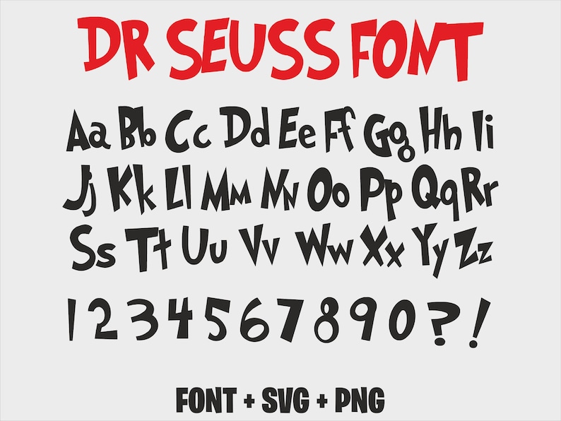 Dr. Seuss Font OTF File for Cricut Design Space Cutting Fun Font Text ...