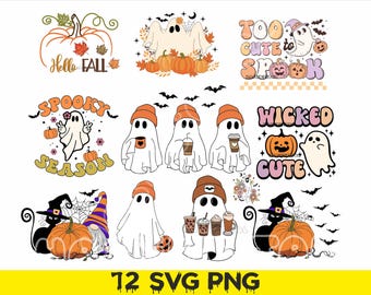 Cute Ghost Drinking Coffee Png, Ghost Ice Coffee png, Halloween Ghost Png, Ghost Png, Stay Spooky Png