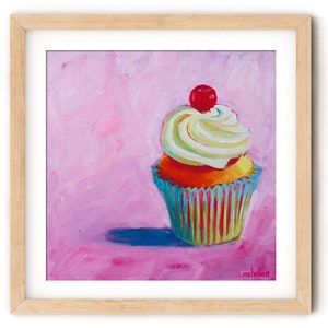 Cupcake Art Print, Cupcake Art for Kitchen Food Art, Pastry Art Print, Dessert Art Print, Food Artwork, Food Print, Dessert Art Print Pink