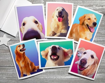 Golden Retriever Note Cards: Modern Dog Stationery Set