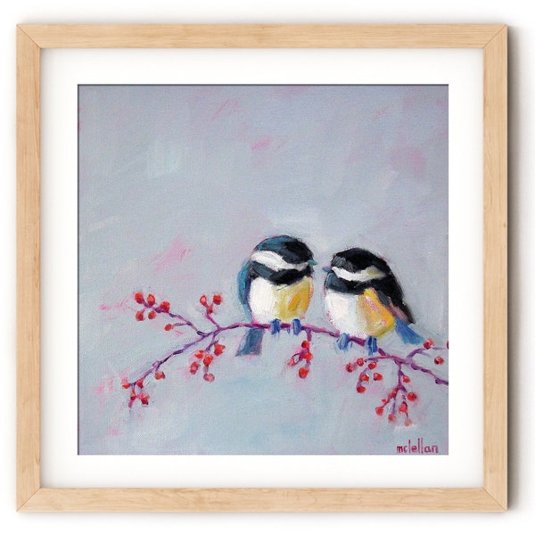 Chickadee Painting Print on Canvas Wall Art, Chickadee Print for Living Room Wall Decor, Bird Art Print Entryway Art, Bird Prints Wall Art