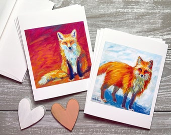 Fox Note Cards Set, Fox Stationery Set of 6, Woodland Animal Stationery, Thank You Notes for Kids Thank You Cards, Red Fox Art Note Cards